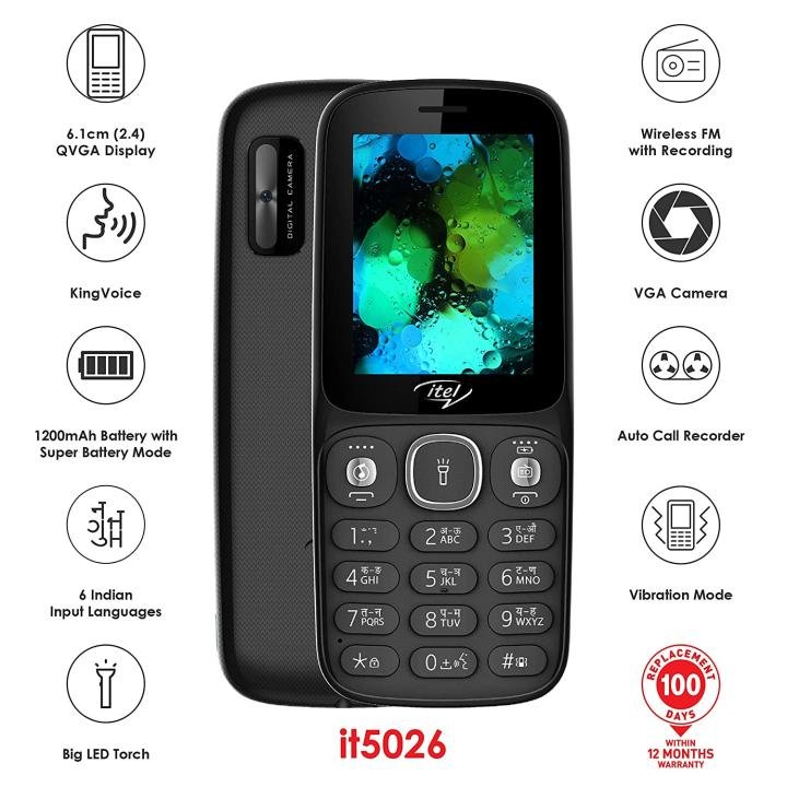 itel Ace 3 | 1.8" Display| 1000 mAh|Kingtalker|BT Support|2000 Contacts|Fluorescent Keypad | 7 Days Battery Backup